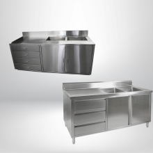 TỦ CHẬU RỬA ĐÔI PHÒNG SẠCH CÓ 3 HỘC KÉO