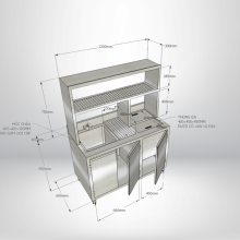 QUẦY PHA CHẾ INOX CÓ KỆ 2 TẦNG
