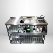 QUẦY PHA CHẾ INOX CÓ RAIL ĐỰNG SIRUP VÀ LY