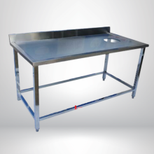 BÀN INOX 1 TẦNG CÓ LỖ XẢ RÁC