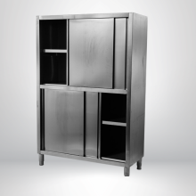 QUẦY TỦ INOX CỬA LÙA 4 CÁNH