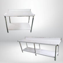 BÀN INOX 2 TẦNG CÓ GÁY