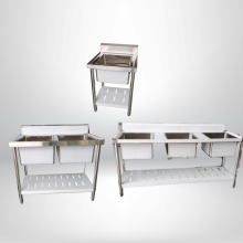 CHẬU RỬA 1,2,3 HỘC CÓ KỆ ĐỤC LỖ DƯỚI